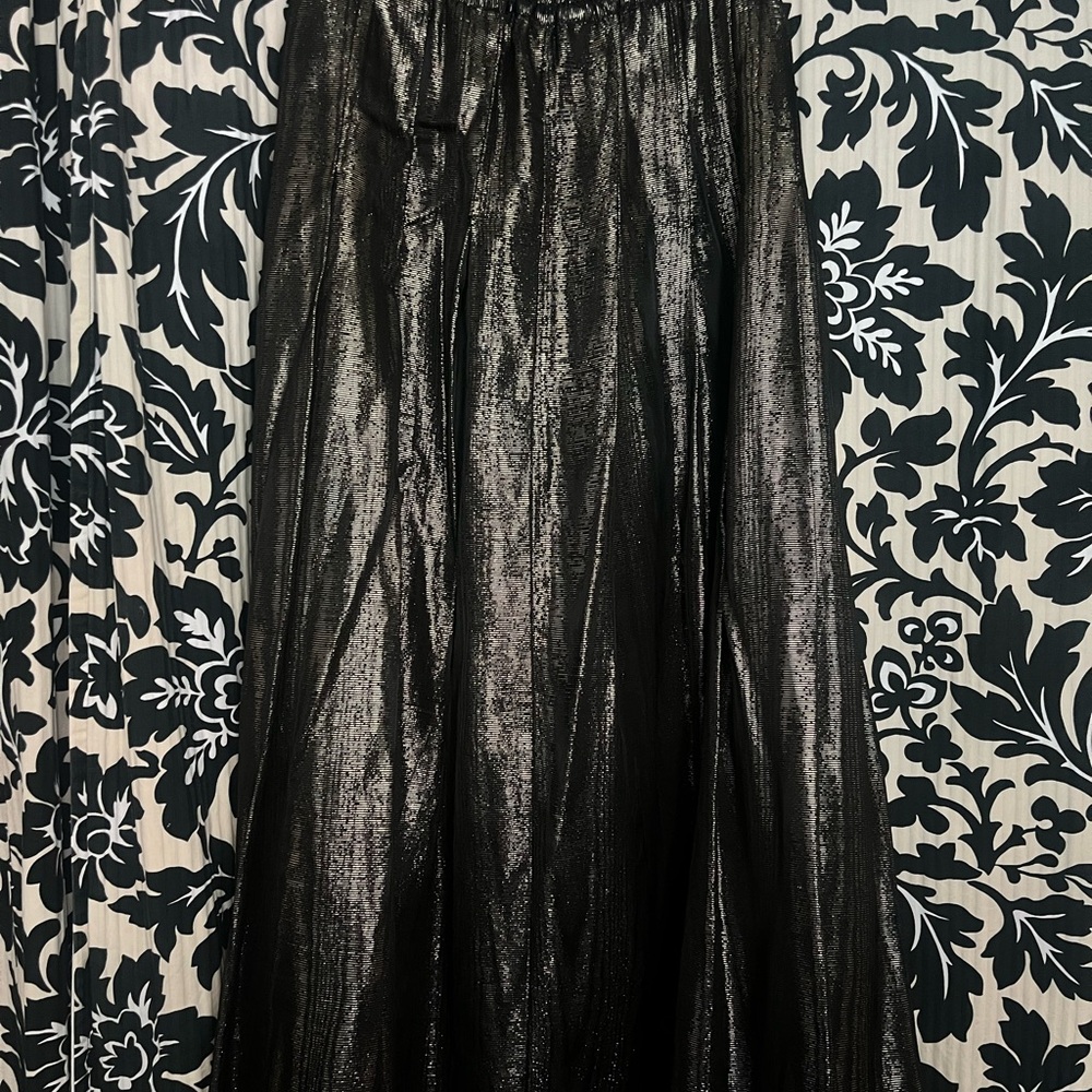 Metallic Black Maxi Skirt - Women